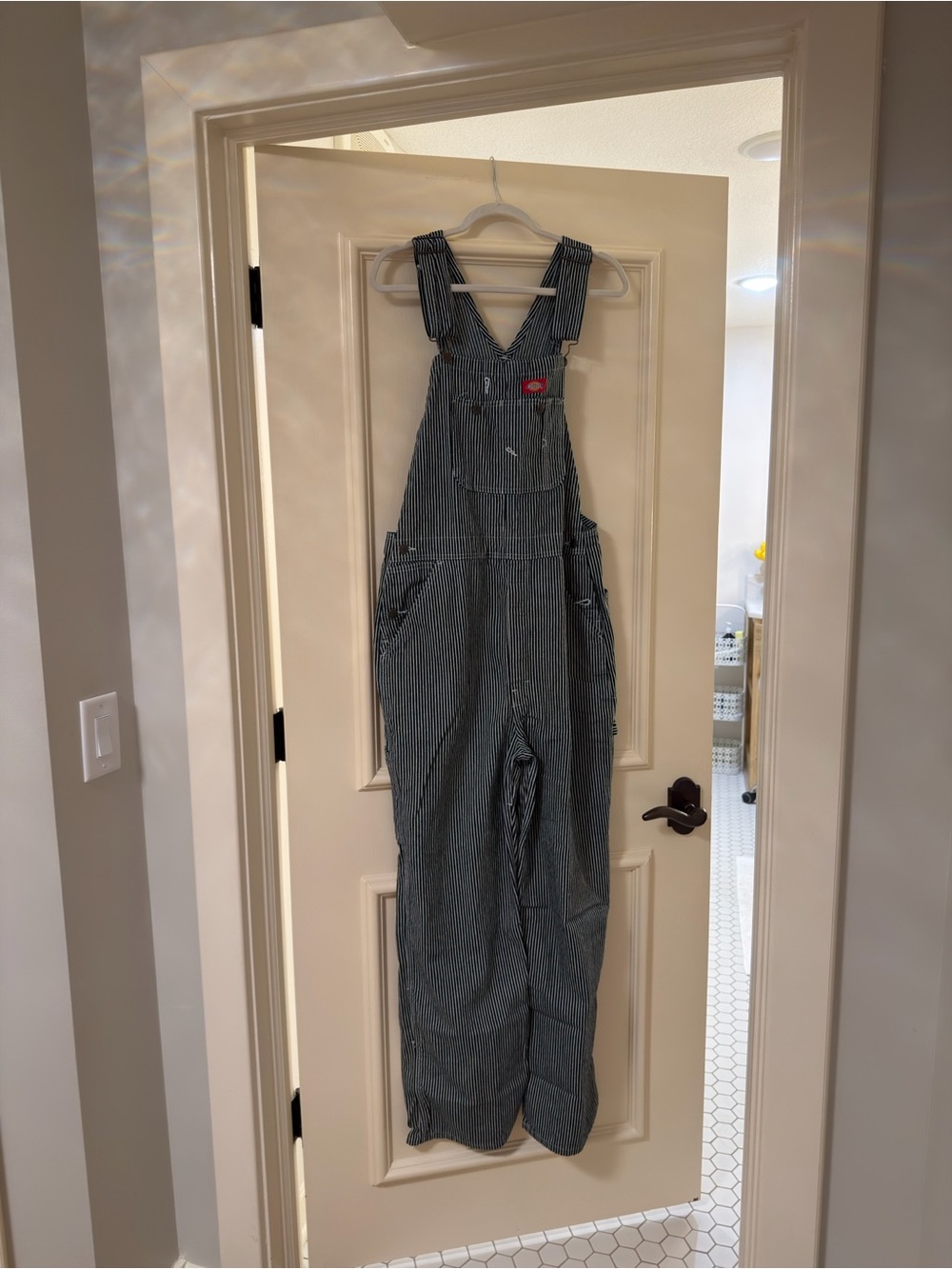 Dickies Men's Striped Overalls - Black & White